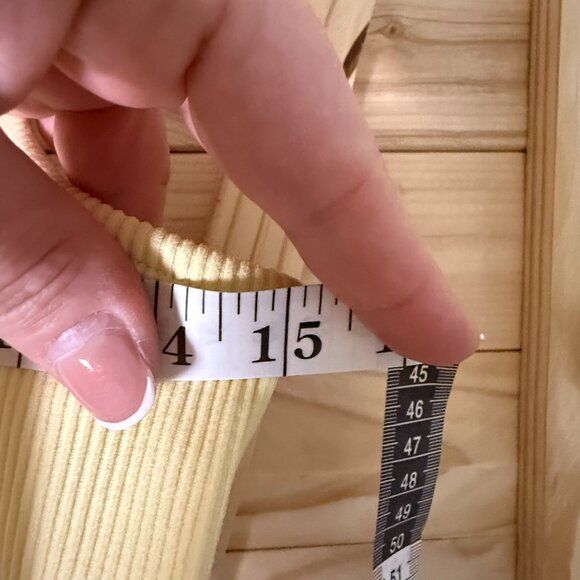 Large, Pale Yellow, Ribbed, Racerback Crop Tank Top - Picture 6 of 6